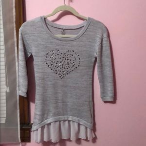 One Step Up Grey loose shirt with heart.